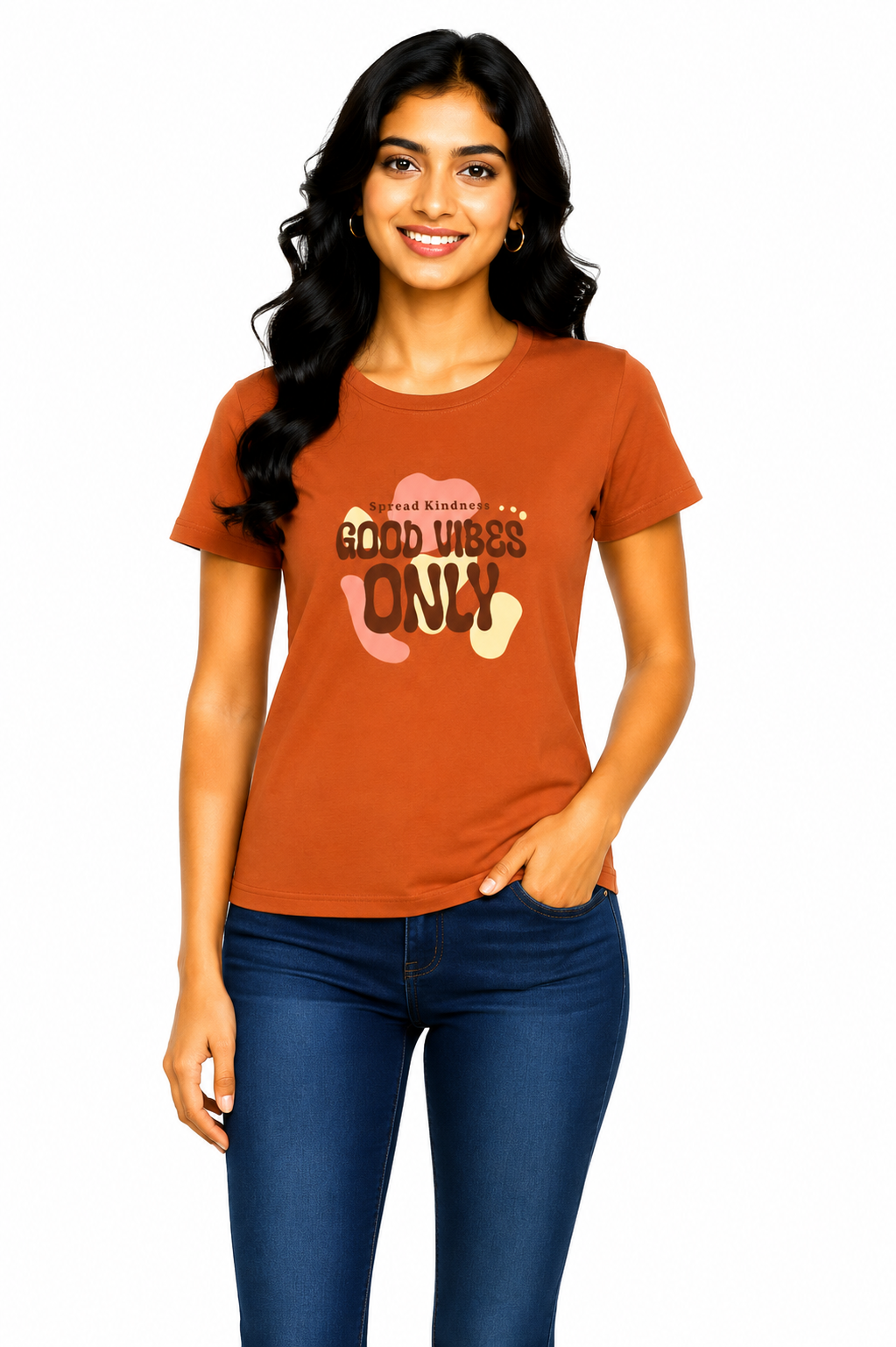 Women’s Graphic Printed T-Shirt | Soft Cotton Blend Round Neck Casual Tee for Women | Half Sleeve Regular Fit Stylish Top (L)