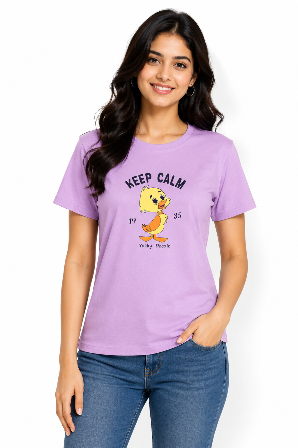 Women Graphic Printed T-Shirt | Cotton Blend Casual Round Neck Top | Soft Half Sleeve Regular Fit Tee (XXL)