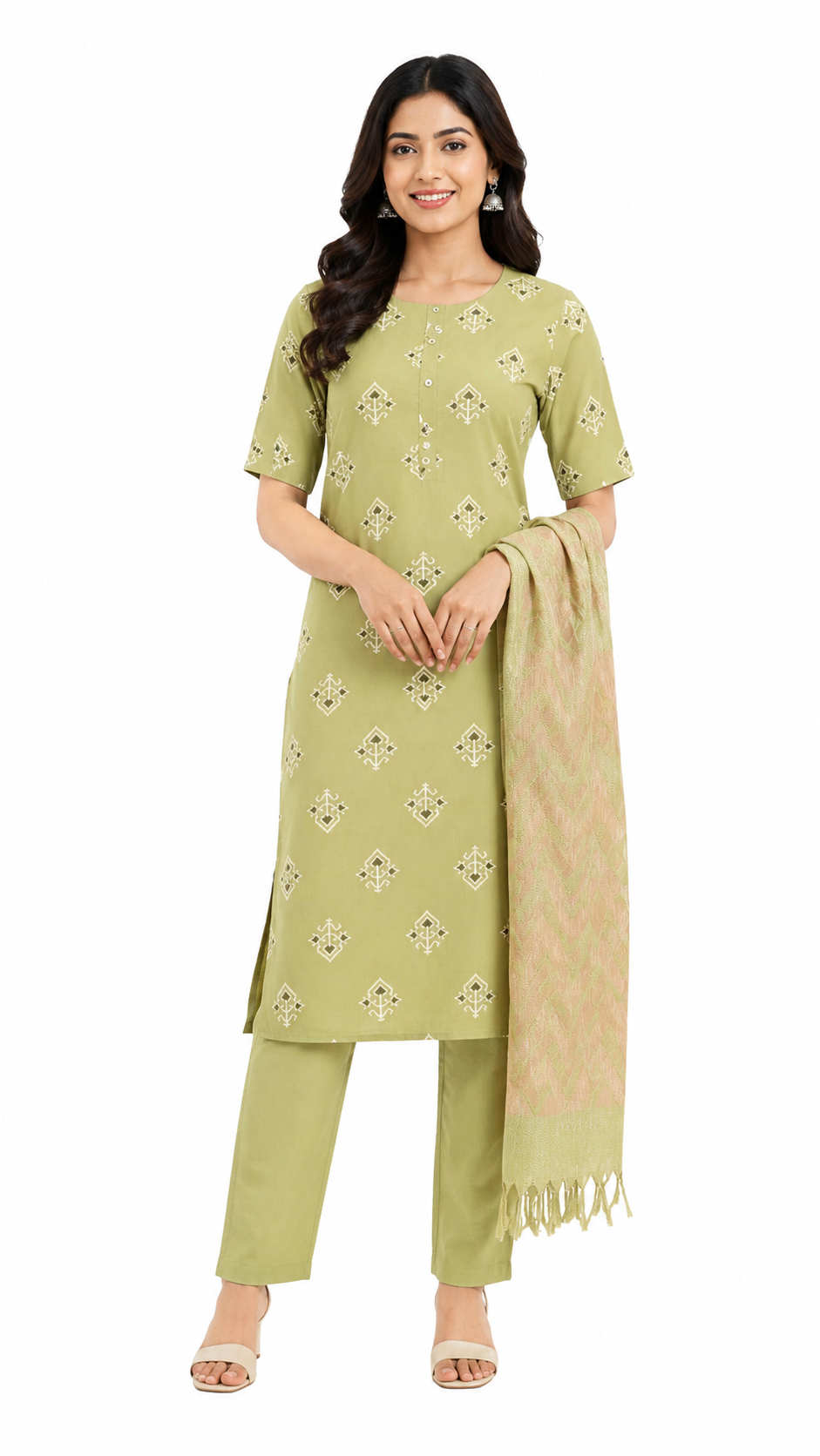Women’s Printed Kurta Pant Dupatta Set | Ethnic 3 Piece Suit Set for Women | Round Neck Casual Daily Wear Kurti Set.