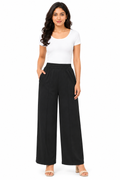 Women's Wide Leg Korean Pants, High Waist Elastic Waistband, Soft Fabric with Pockets, Casual Wear | Free Size