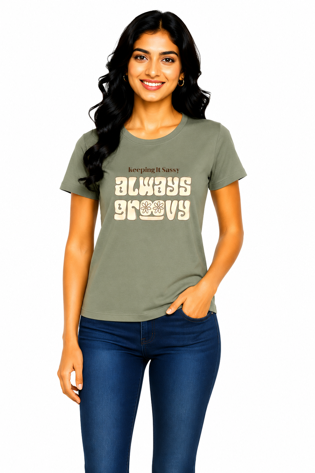 Women’s Graphic Printed T-Shirt | Soft Cotton Blend Casual Tee for Women | Round Neck Half Sleeve Regular Fit Top (M)