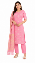 Women’s Printed Kurta Pant Dupatta Set | Ethnic 3 Piece Suit Set for Women | Round Neck Casual Daily Wear Kurti Set.