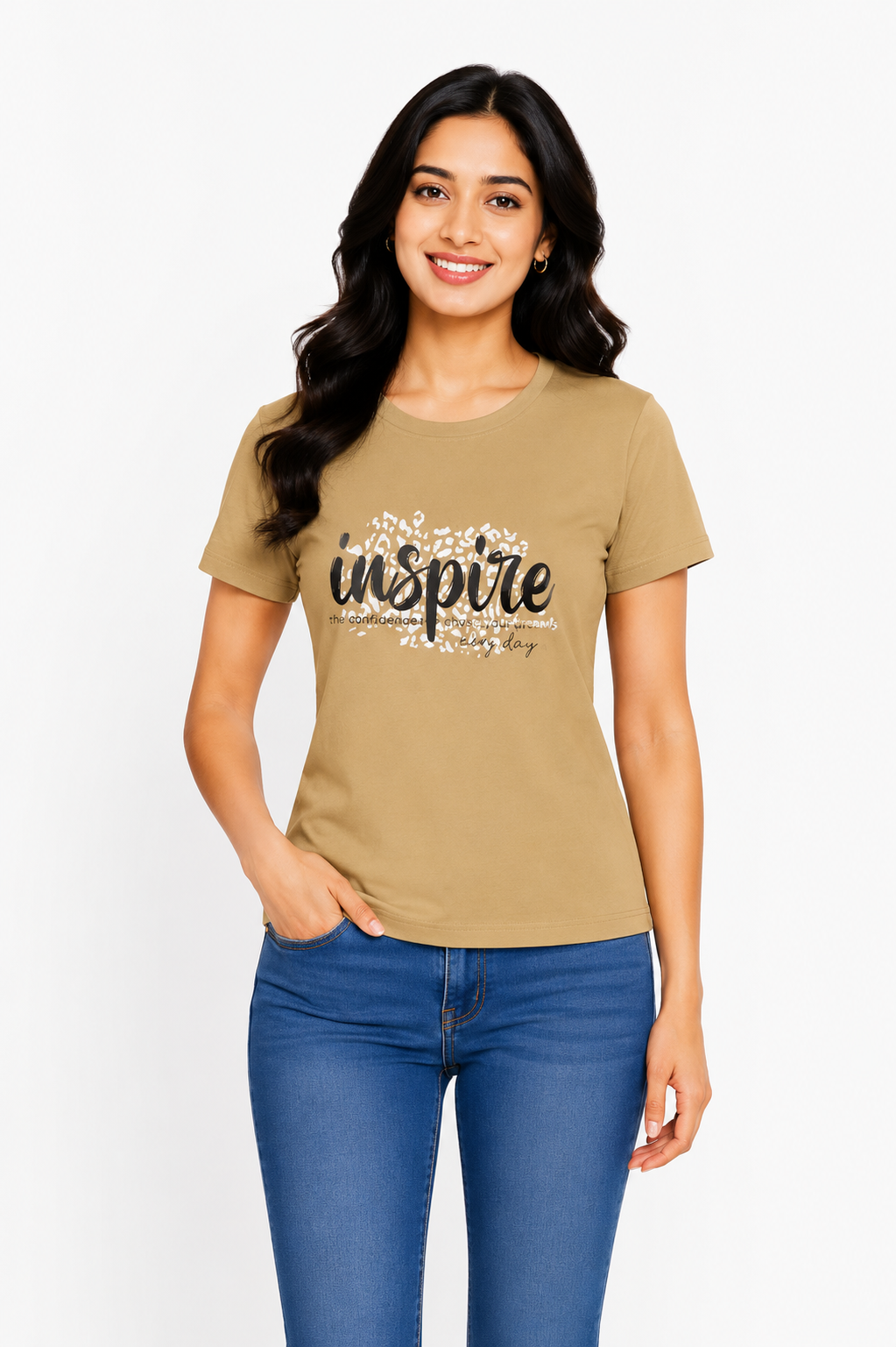 Women’s Graphic Printed T-Shirt | Soft Cotton Blend Round Neck Casual Tee for Women | Half Sleeve Regular Fit Stylish Top (L)