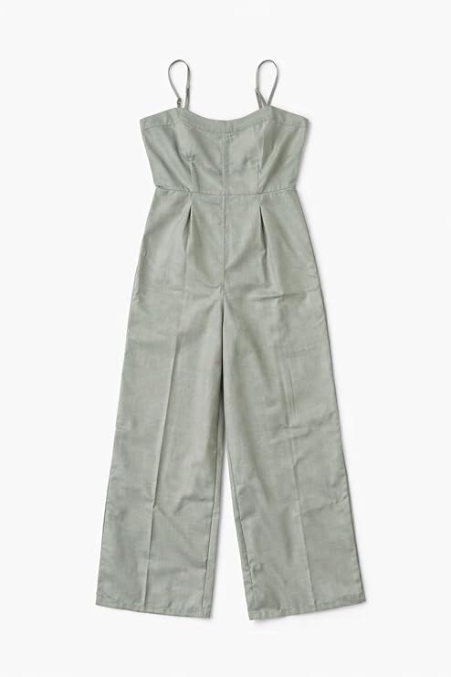 Women’s Cotton Jumpsuit | Sleeveless Wide Leg One Piece for Women | Adjustable Straps | Pleated Waist | Casual Summer Wear | Green | XL
