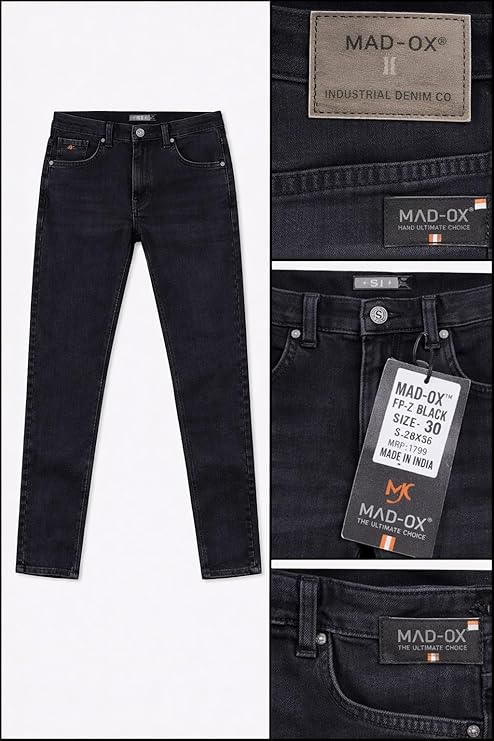 Men’s Black Jeans | Slim Straight Fit Jeans for Men | Mid Rise Stretchable Denim | Casual Everyday Wear.