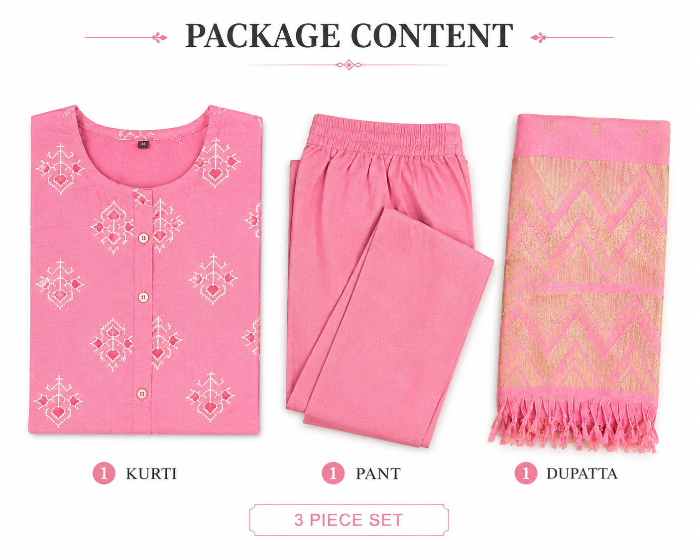 Women’s Printed Kurta Pant Dupatta Set | Ethnic 3 Piece Suit Set for Women | Round Neck Casual Daily Wear Kurti Set.