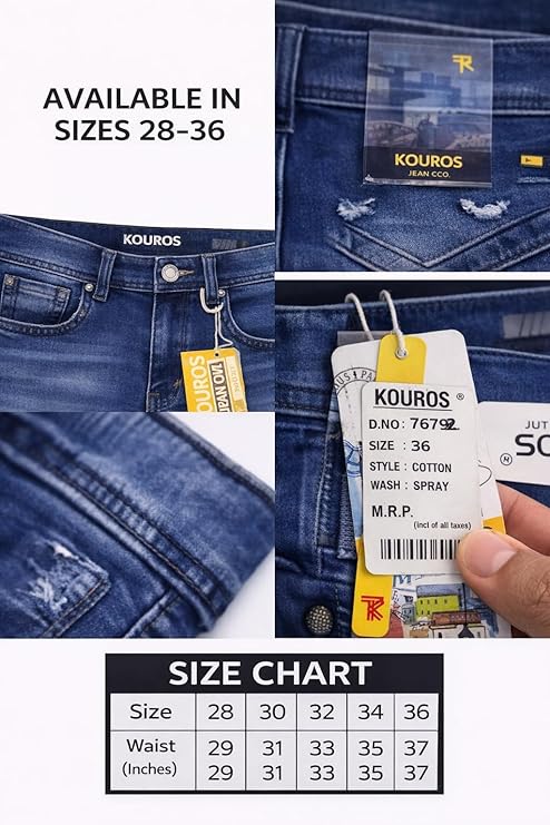 Men’s Blue Jeans | Slim Fit Stretchable Jeans for Men | Mid Rise Casual Denim | Washed Finish