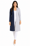 Women’s Bodycon Dress with Attached Blazer | Dual Tone Navy Blue & Grey | Stretch Polyester Elastane Fabric | Office Party Midi Dress | XL