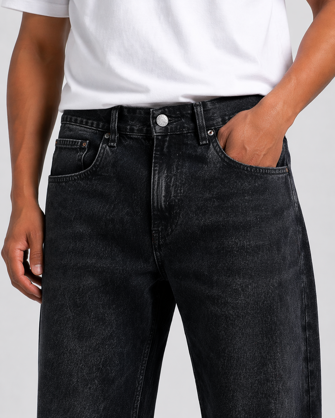 Men’s Baggy Fit Jeans | Black Cotton Denim | Mid Rise Straight Leg Jeans for Men | Streetwear Casual Wear