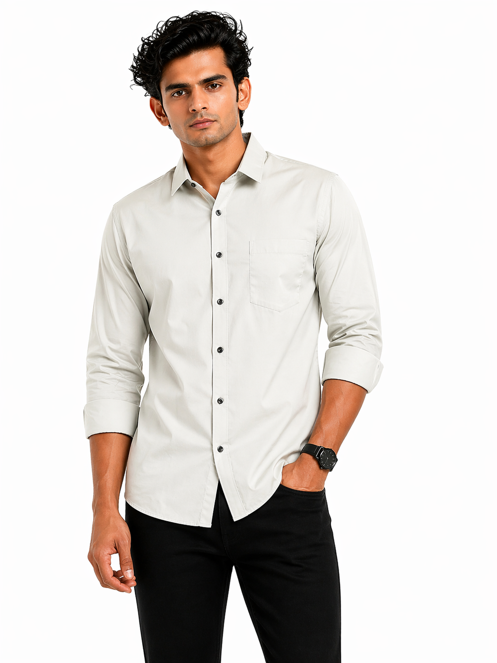 Men’s Solid Casual Shirt | Slim Fit Full Sleeve Cotton Blend Shirt for Men | Soft & Breathable Everyday Wear | XL Size