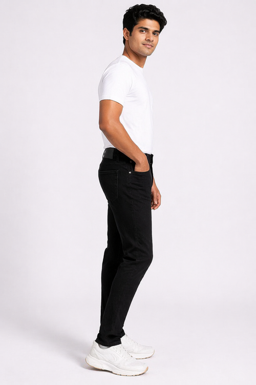 Men’s Black Jeans | Slim Straight Fit Jeans for Men | Mid Rise Stretchable Denim | Casual Everyday Wear.