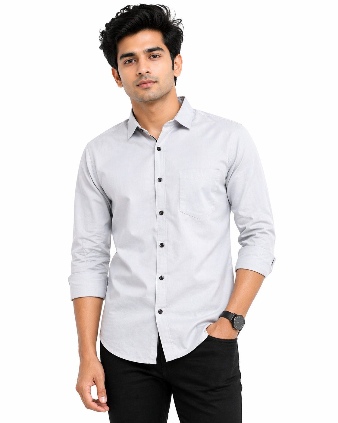 Men’s Solid Cotton Blend Shirt | Slim Fit Full Sleeve Shirt for Men | Casual & Formal Wear| M Size