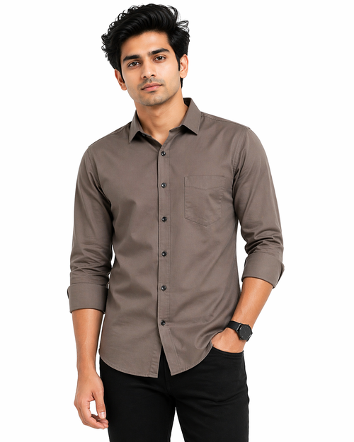 Men’s Solid Cotton Blend Shirt | Slim Fit Full Sleeve Shirt for Men | Casual & Formal Wear| M Size