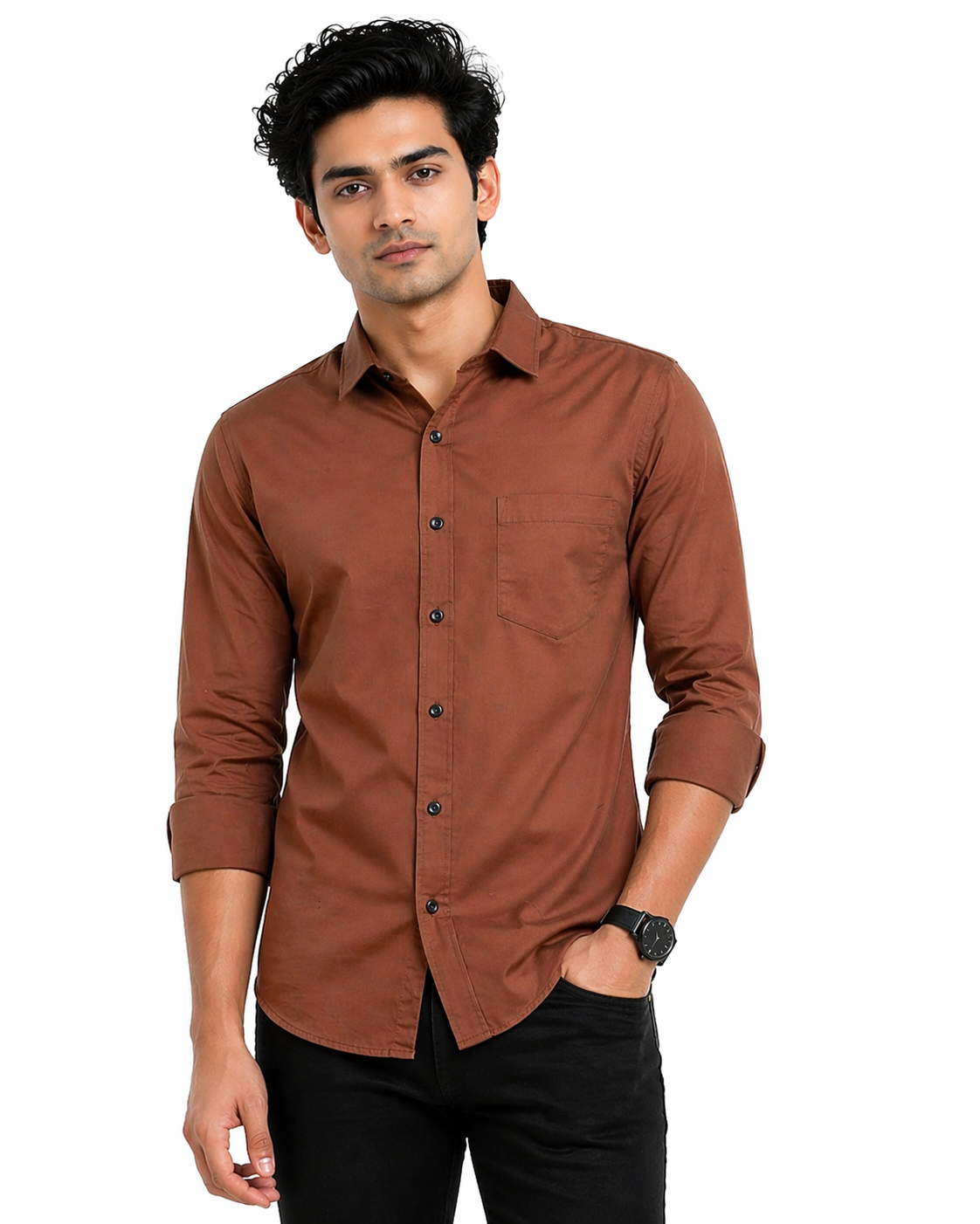 Men’s Solid Cotton Blend Shirt | Slim Fit Full Sleeve Shirt for Men | Casual & Formal Wear| M Size