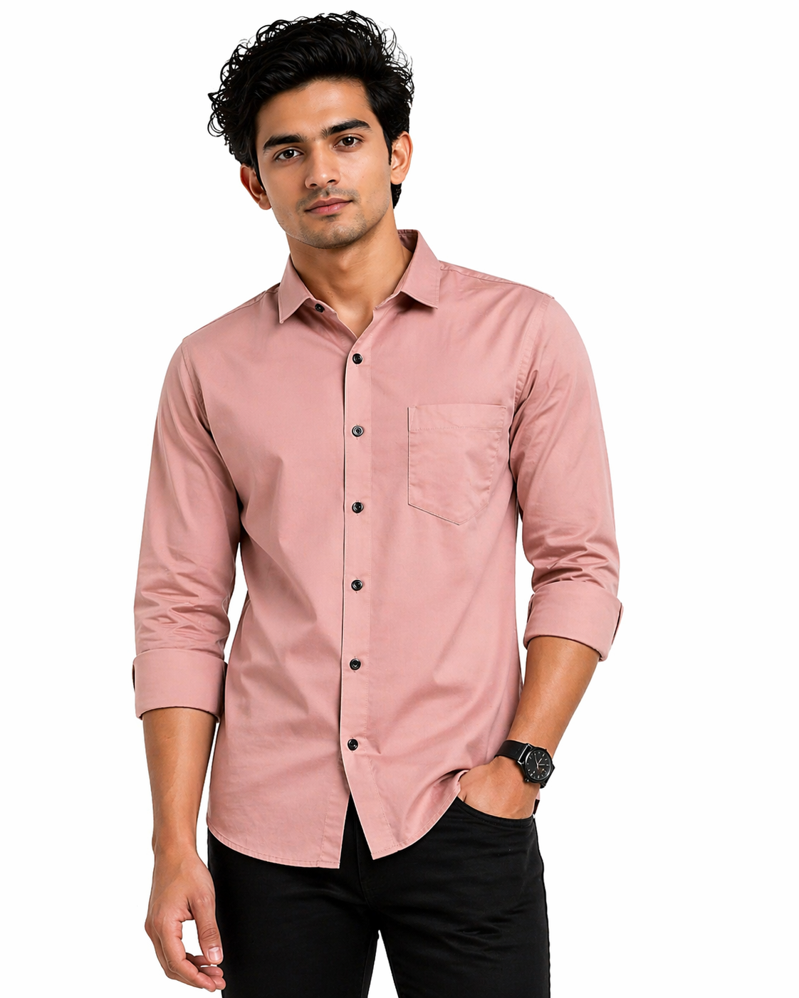 Men’s Solid Cotton Blend Shirt | Slim Fit Full Sleeve Shirt for Men | Casual & Formal Wear| M Size