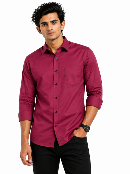 Men’s Solid Casual Shirt | Slim Fit Full Sleeve Cotton Blend Shirt for Men | Soft & Breathable Everyday Wear | XL Size