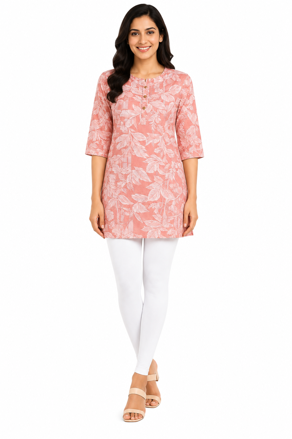 Women’s Short Kurti Crepe Printed | Round Neck | Half Sleeve Casual Kurta Top for Women | Regular Fit