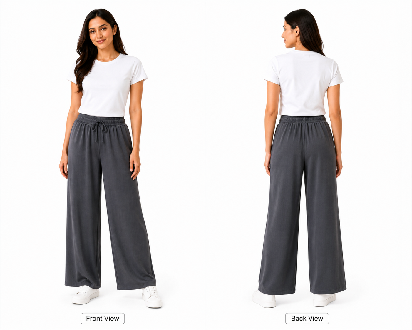 Women's Wide Leg Palazzo Pants, Elastic Waistband with Drawstring, Soft Lightweight Straight Fit, Free Size