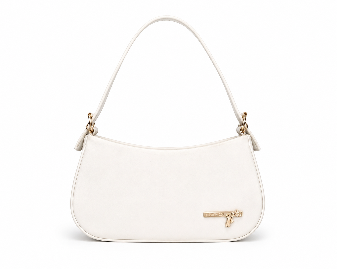 Women's Shoulder Handbag, White, Leatherette, Medium, Casual Office Wear, Multiple Pockets, Solid