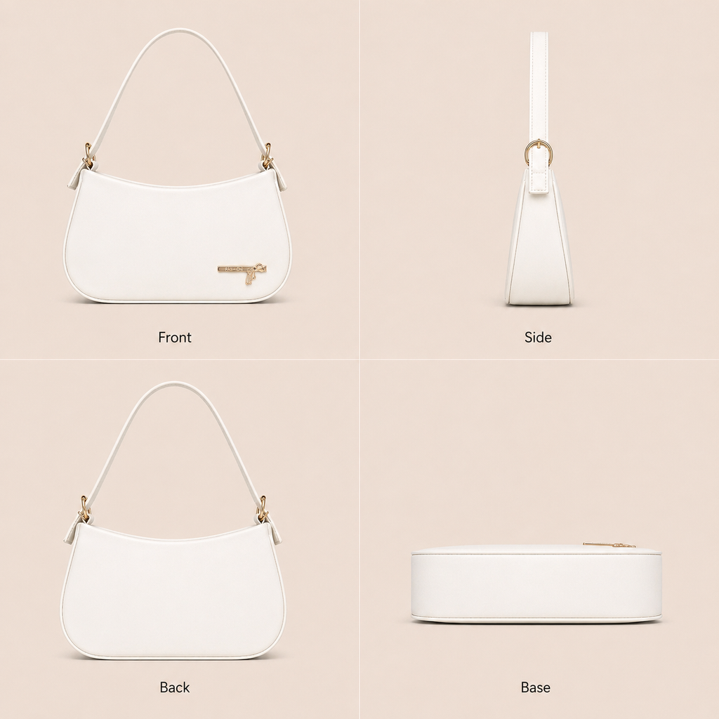 Women's Shoulder Handbag, White, Leatherette, Medium, Casual Office Wear, Multiple Pockets, Solid