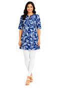 Women’s Short Kurti Crepe Printed | Round Neck | Half Sleeve Casual Kurta Top for Women | Regular Fit
