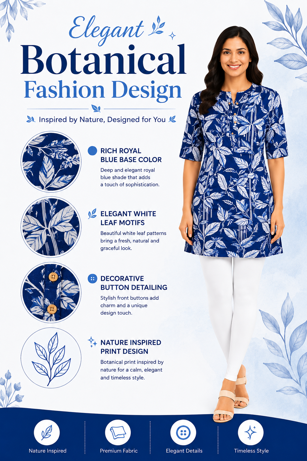 Women’s Short Kurti Crepe Printed | Round Neck | Half Sleeve Casual Kurta Top for Women | Regular Fit